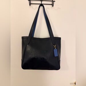 Coach Dark Blue Leather Tote